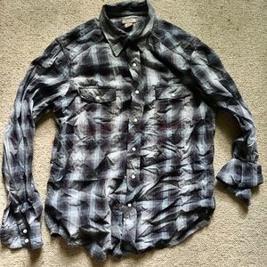 Cowboy Western snap button long sleeve shirt plaid